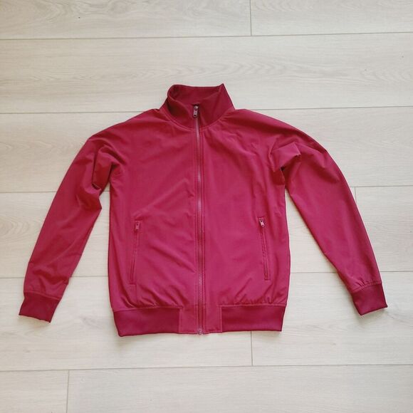Athleta Brooklyn Bomber Jacket S Tall Burgundy Red Full Zip Soft Shell - Picture 1 of 10